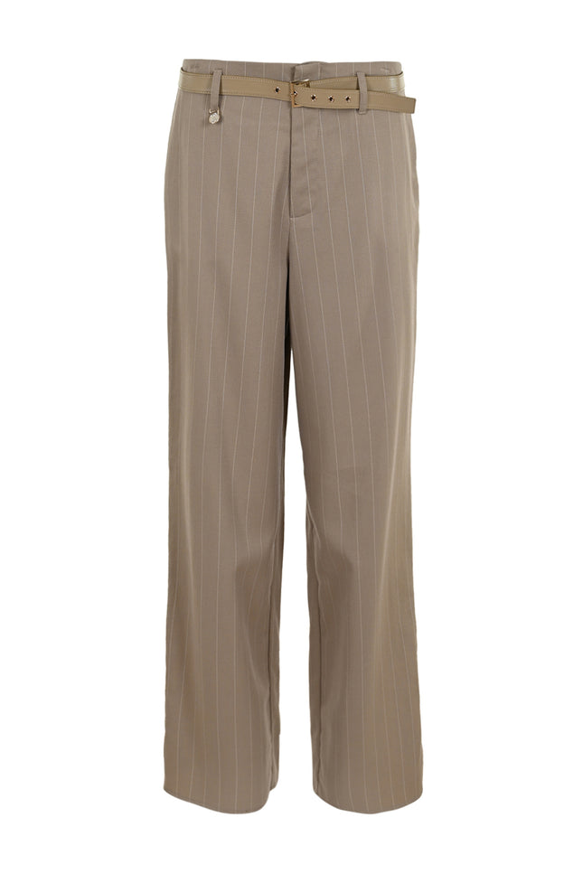Broek Preston Pinstripe Dark Sand