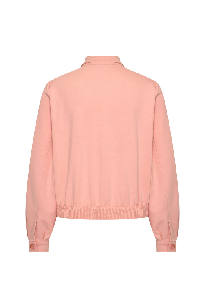 Zachte roze sweatjacket voor dames van Mi Piace met capuchon en ritssluiting, casual en comfortabel voor dagelijks gebruik