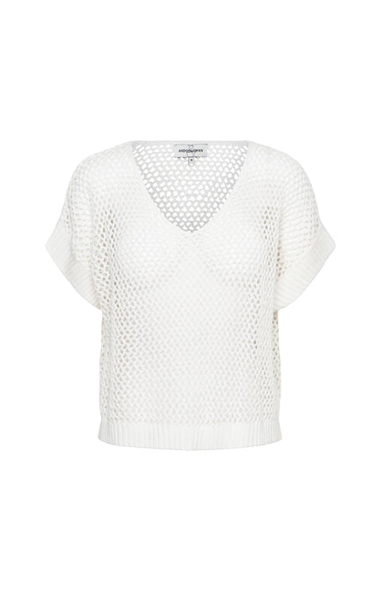 &Co woman Top Beth Off White PU131 Stretchshop.nl