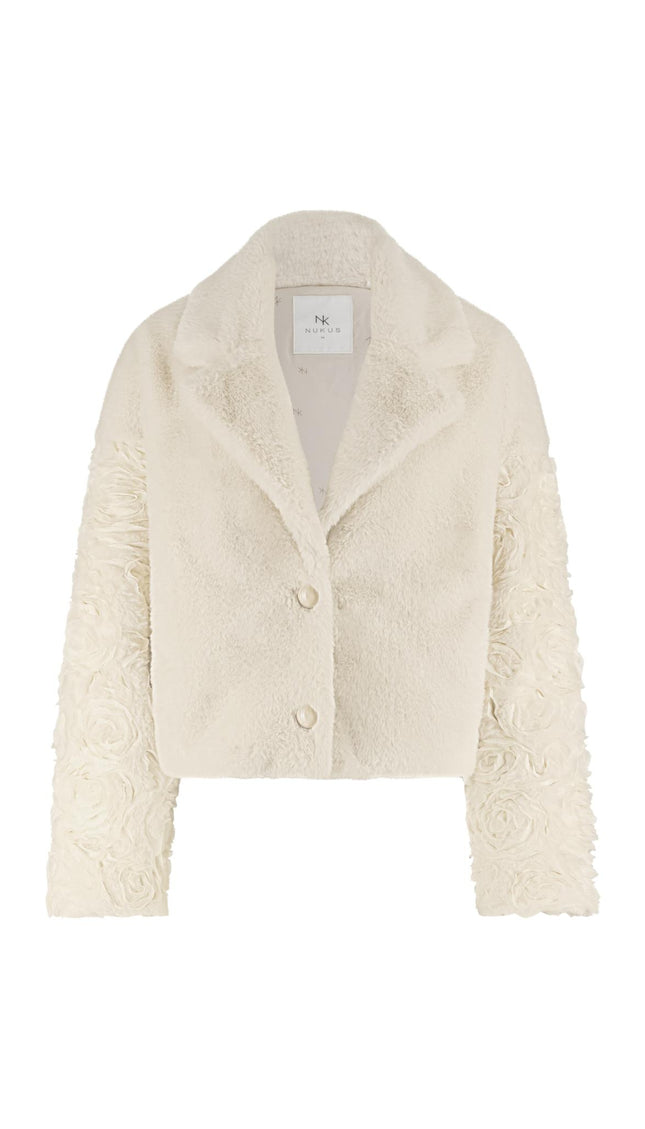 Nukus Jacket Pleun Flower Offwhite NKF13009 Stretchshop.nl