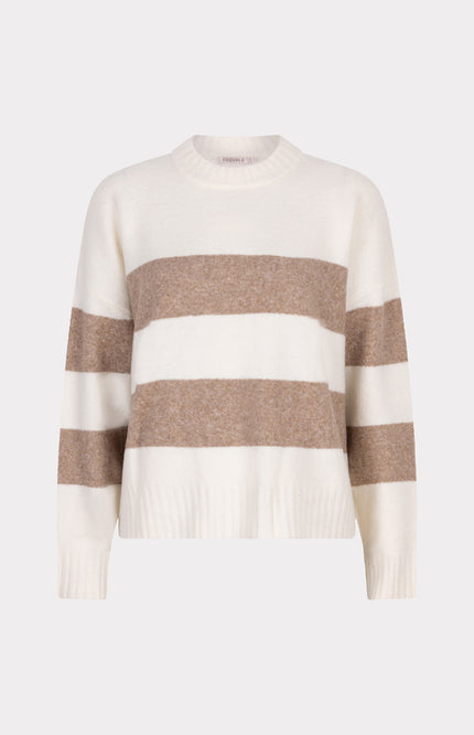 Sweater Striped Melange Offwhite Tan F25.27524