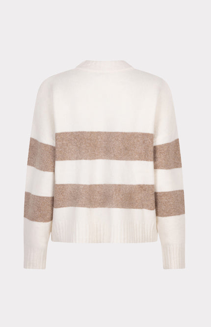 Sweater Striped Melange Offwhite Tan F25.27524