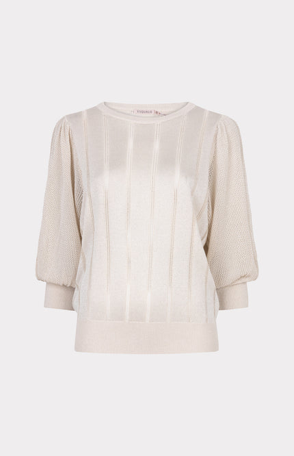 Sweater Short Puffsleeves Lurex Light Grey F25.31503