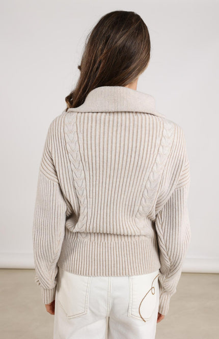 Trui Clair Zipper Sand NKF03025