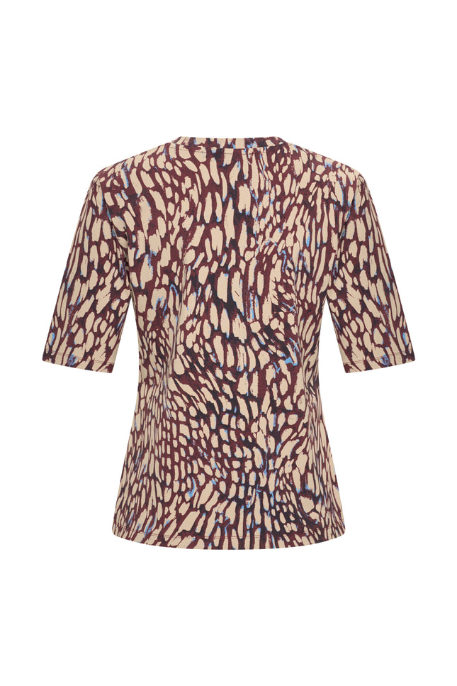 Travel Top Abstracte Print Burgundy Latte 202271
