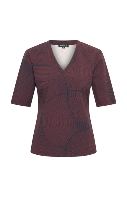 Travel Top Circle Print Burgundy 202271