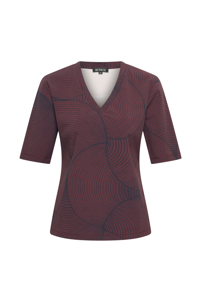 Travel Top Circle Print Burgundy 202271