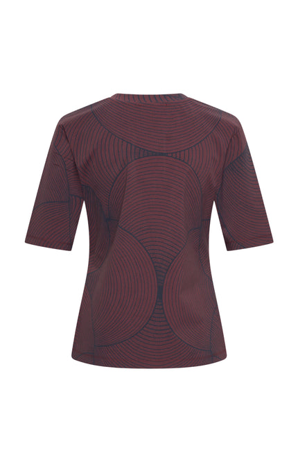 Travel Top Circle Print Burgundy 202271