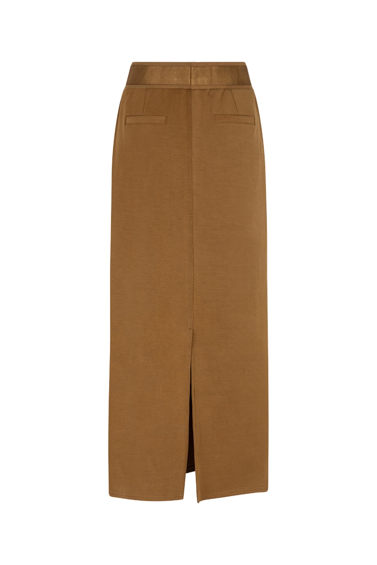 Lange midi rok van modal in olijfgroen van het merk EsQualo, met een vloeiende en comfortabele pasvorm.