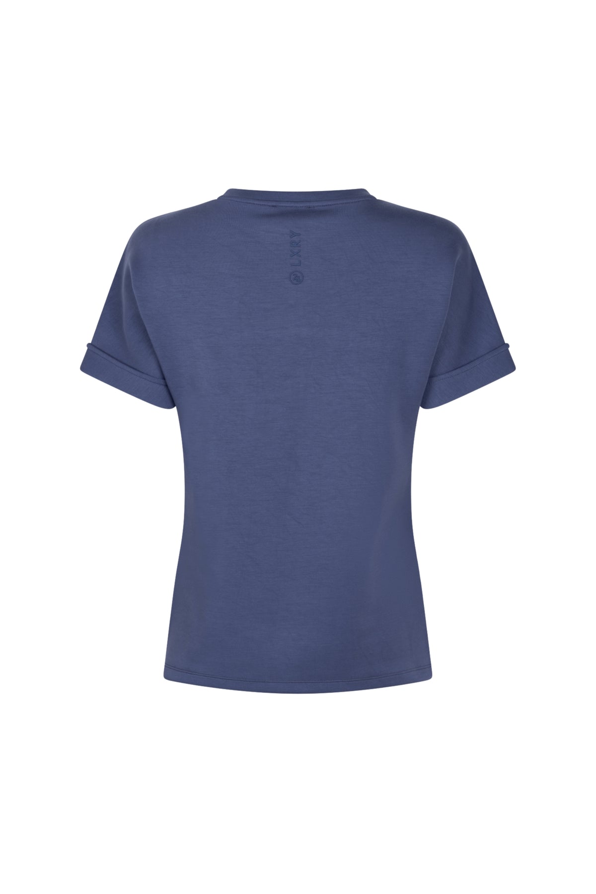 Blauwe Zoso T-shirt Patty 261 gedragen door een persoon, met een casual pasvorm en korte mouwen.