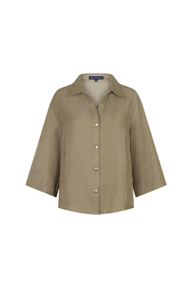 Red Button Blouse Amalia Shine Moss SRB4819 Stretchshop.nl