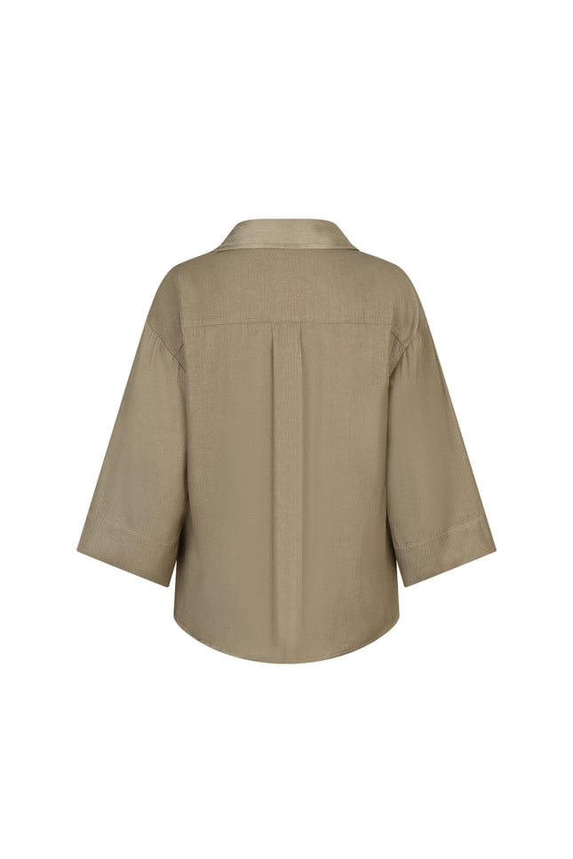 Red Button Blouse Amalia Shine Moss SRB4819 Stretchshop.nl