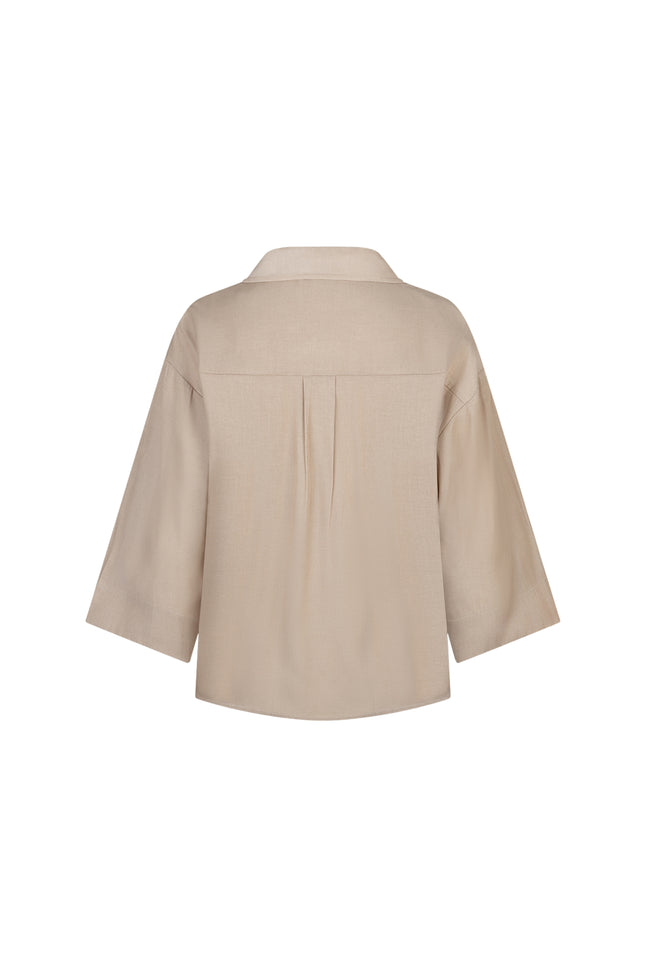 Red Button Blouse Amalia Shine Pebble SRB4819 Stretchshop.nl