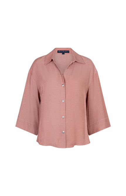 Red Button Blouse Amalia Shine Rosewood SRB4819 Stretchshop.nl