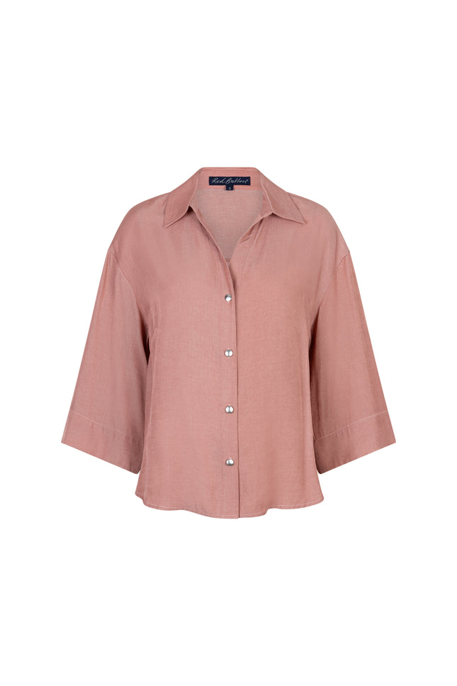 Red Button Blouse Amalia Shine Rosewood SRB4819 Stretchshop.nl