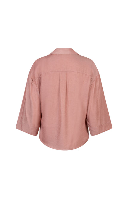 Red Button Blouse Amalia Shine Rosewood SRB4819 Stretchshop.nl