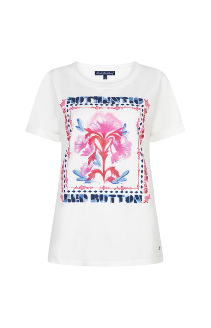 T-shirt Temmy Multi Flower Offwhite Pink SRB4825