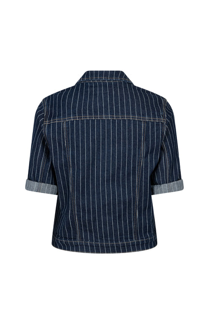 Red Button Jacket Jackie Short Sleeve Denim Stripe Rinse SRB4835 Stretchshop.nl