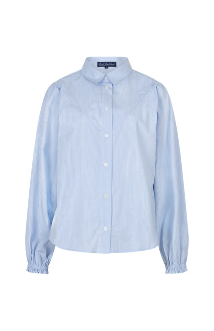 Red Button Blouse Victoria Poplin Stripe Long Light Blue SRB4839 Stretchshop.nl