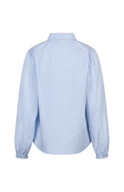 Red Button Blouse Victoria Poplin Stripe Long Light Blue SRB4839 Stretchshop.nl