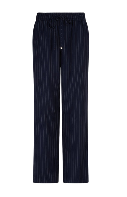 Red Button Broek Claudette Palazzo Sidetape Pinstripe Dark Blue SRB4843 Stretchshop.nl