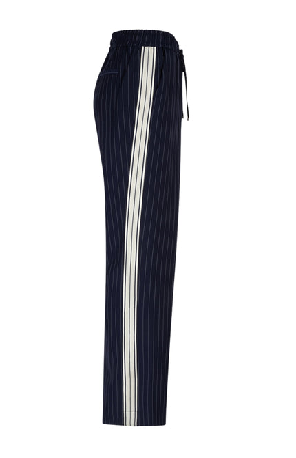 Red Button Broek Claudette Palazzo Sidetape Pinstripe Dark Blue SRB4843 Stretchshop.nl