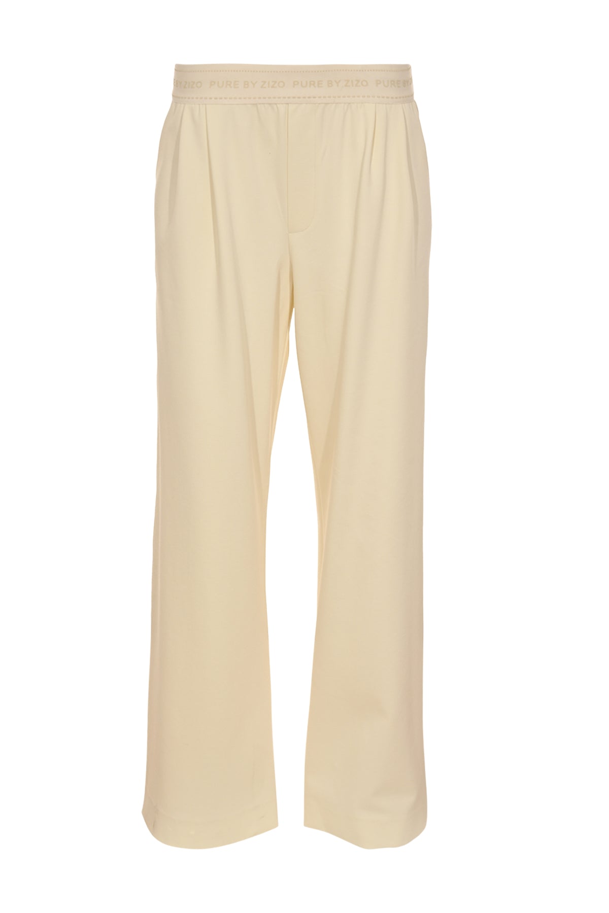 Licht zandkleurige Savelly broek van Maicazz & Zizo, met een losse pasvorm en comfortabele stof, gedragen door een model.