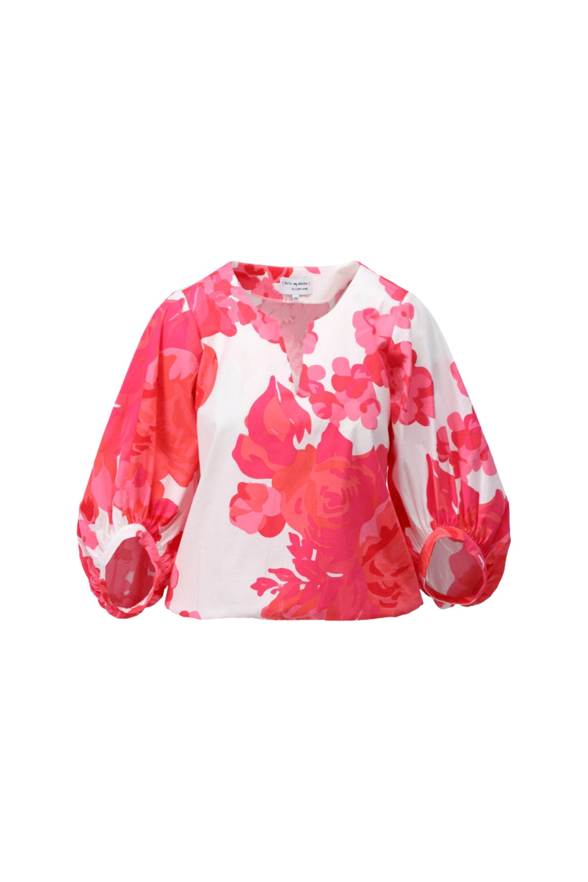 Top met design van K-design, merk You're My Lobster, met kleurrijk patroon en stijlvolle snit, gedragen door een model.