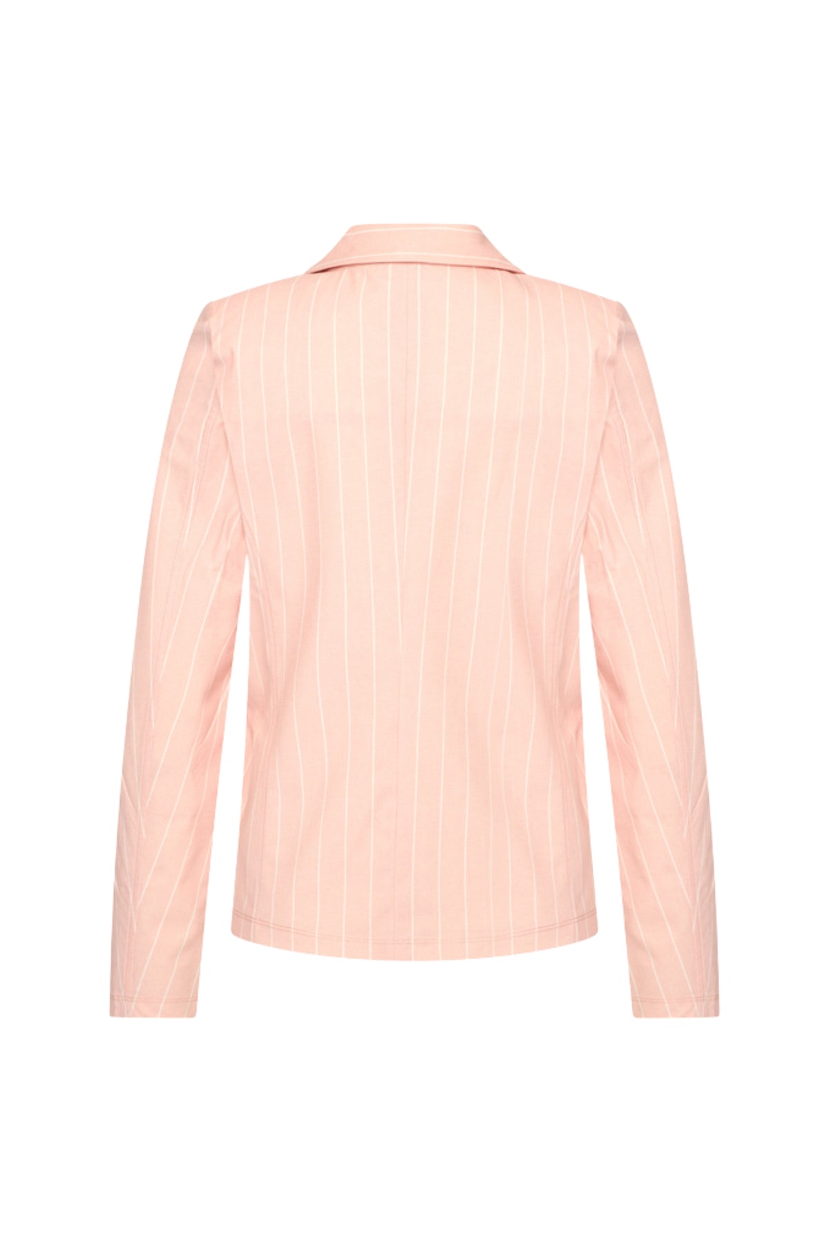 Mi Piace reiskostuum blazer met klassieke streeppatroon in mellow rose, korte mouw en stijlvolle pasvorm.