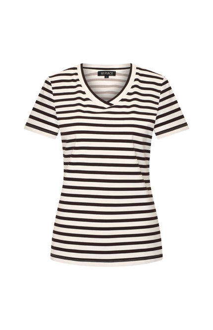 Mi Piace Travel Top Stripe Espresso Offwhite 202080 Stretchshop.nl