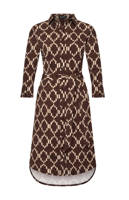 Mi Piace Travel Jurk Ikat Print Espresso 202092 Stretchshop.nl