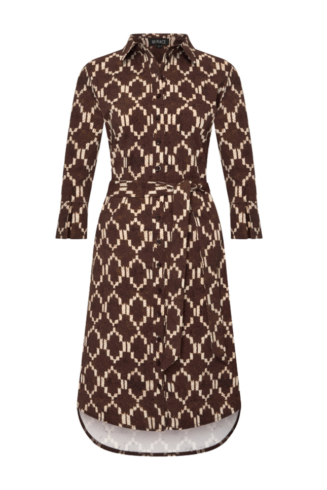 Mi Piace Travel Jurk Ikat Print Espresso 202092 Stretchshop.nl