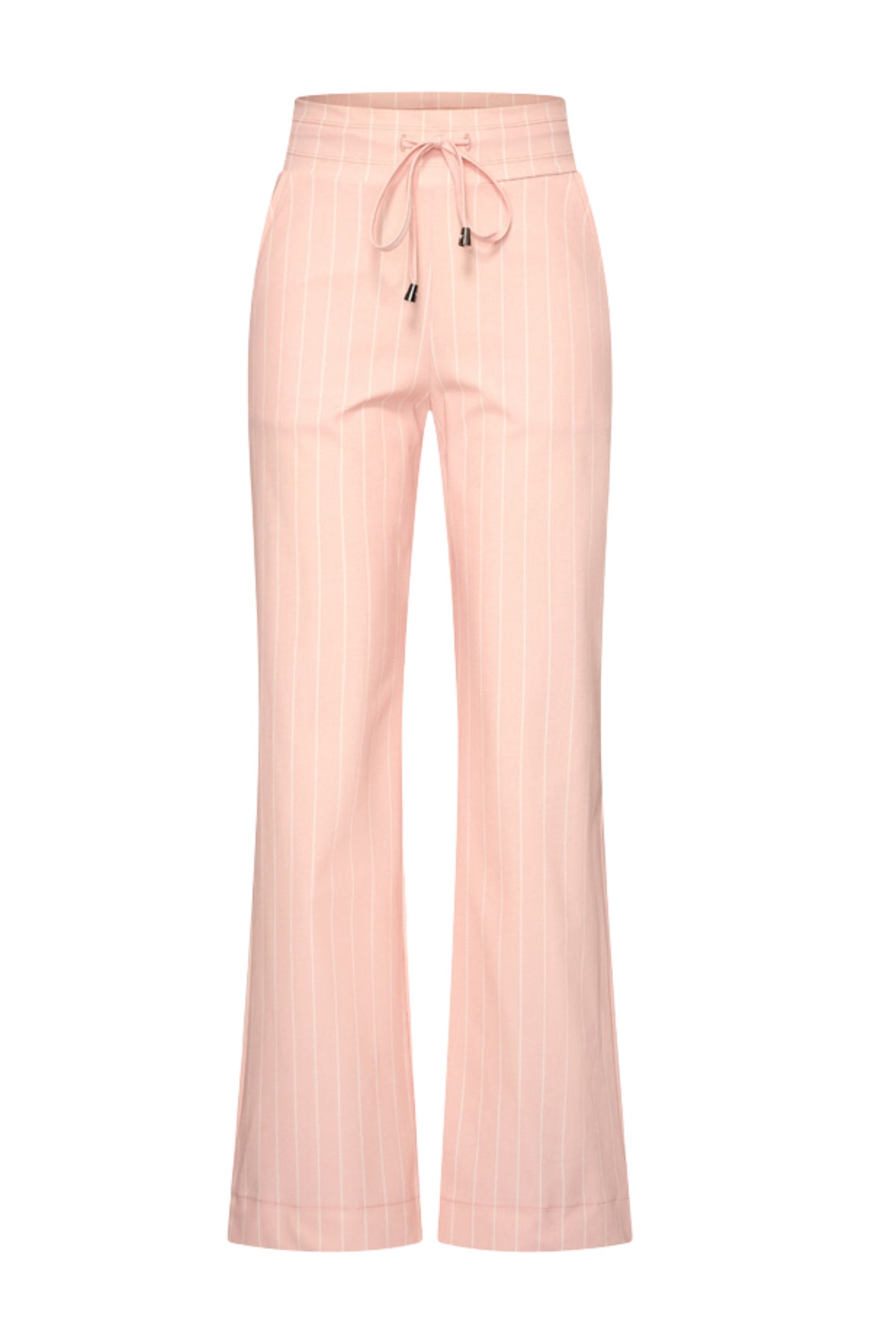 Mannelijke zware reisbroek met klassieke streepprint in Mellow Rose van Mi Piace, zichtbaar op de afbeelding.