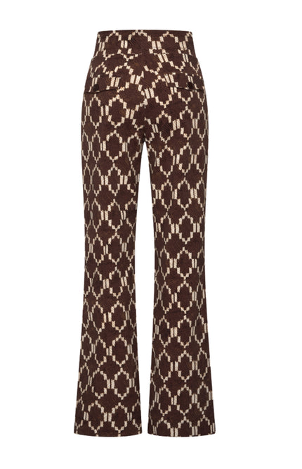 Mi Piace Heavy Travel Broek Ikat Print Espresso 202136 Stretchshop.nl