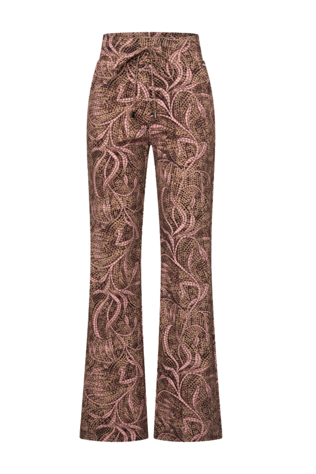 Mi Piace Heavy Travel Broek Twilight Twigs Print Espresso 202136 Stretchshop.nl