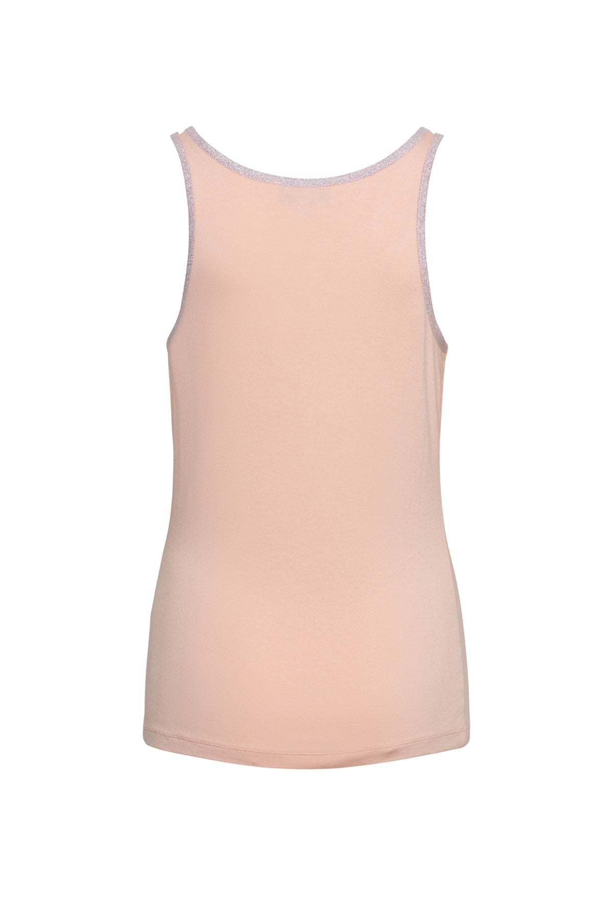 Roze &Co Woman Singlet Selly Powder SG112, sportief topje met dunne bandjes en zachte stof, gedragen door een model.
