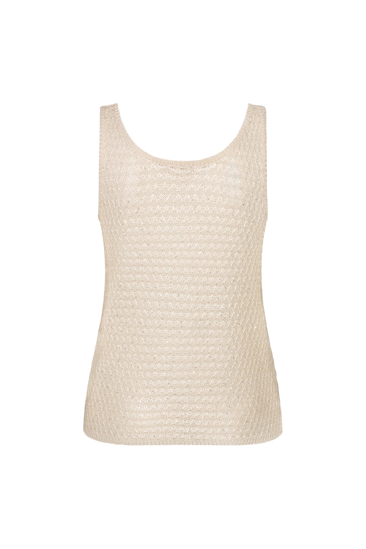 Zwart gebreid top met glitters en natuurlijke kleuren van EsQualo, met sequin details op de voorkant.