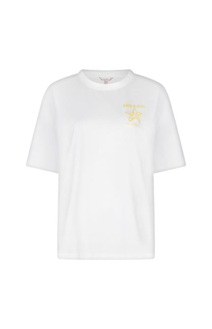 EsQualo T-shirt Star Offwhite Lemon HS26.05205 Stretchshop.nl