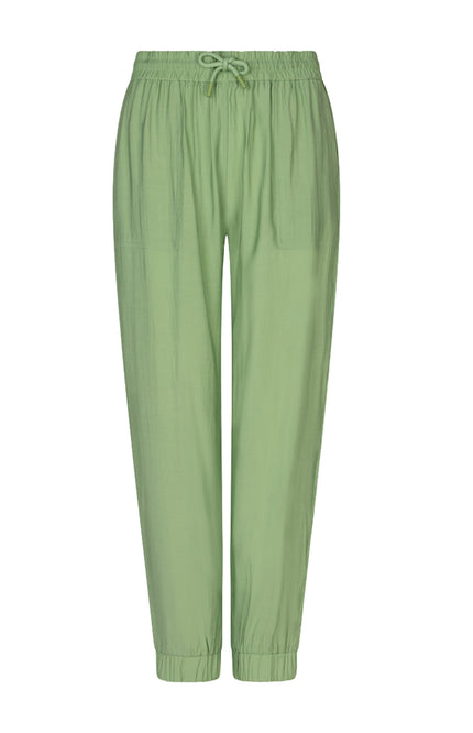 EsQualo Broek Crinkle Modal Jungle Green HS26.05213 Stretchshop.nl