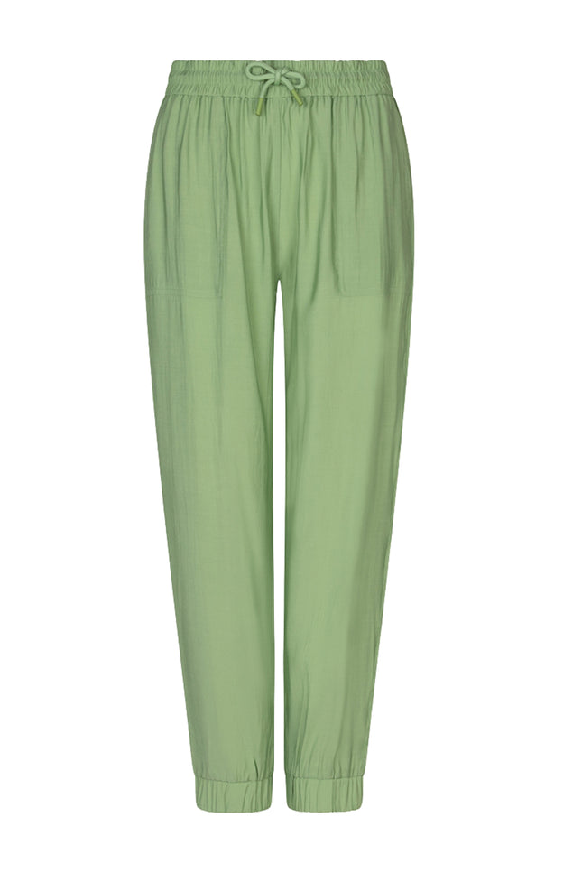 EsQualo Broek Crinkle Modal Jungle Green HS26.05213 Stretchshop.nl