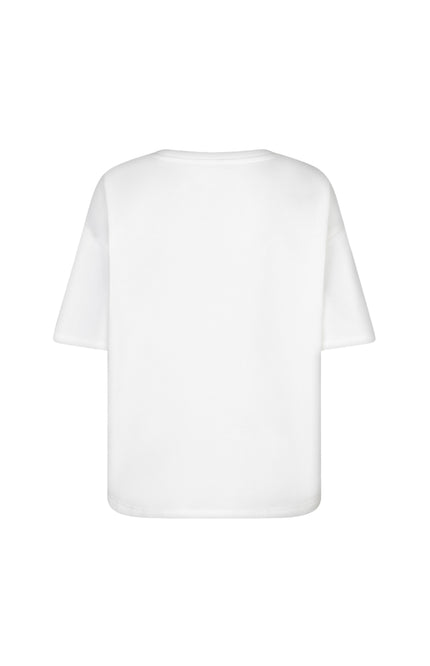 EsQualo T-shirt French Terry Offwhite Green HS26.05215 Stretchshop.nl