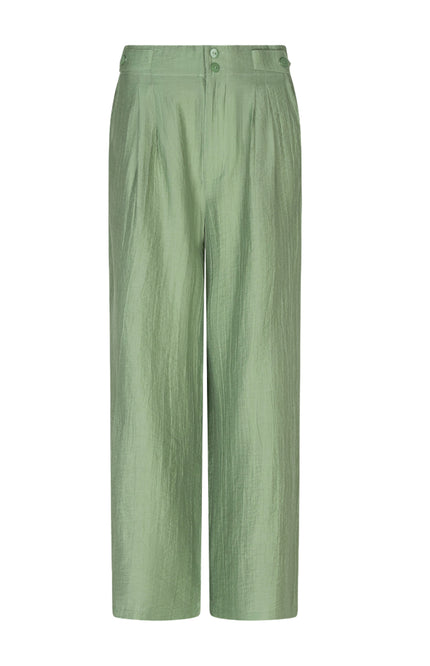 EsQualo Broek Wide Light Crinkle Jungle Green HS26.14216 Stretchshop.nl
