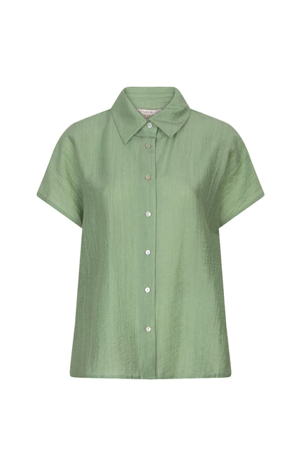 EsQualo Blouse Batwing Light Crinkle Jungle Green HS26.14218 Stretchshop.nl