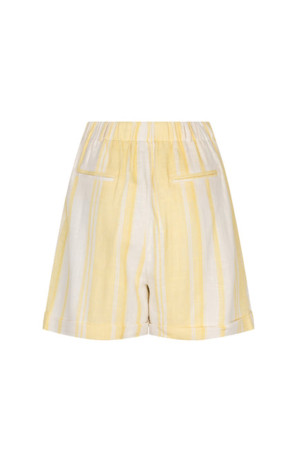 EsQualo Short Striped Linen Offwhite Lemon HS26.28218 Stretchshop.nl