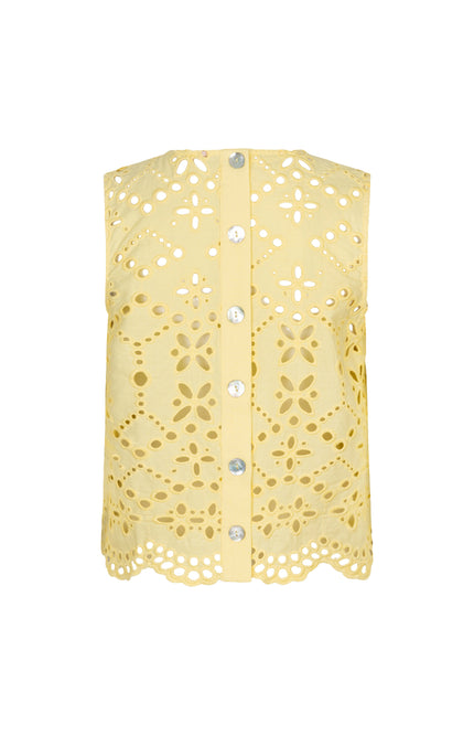 EsQualo Top Broderie Anglaise Lemon HS26.28238 Stretchshop.nl