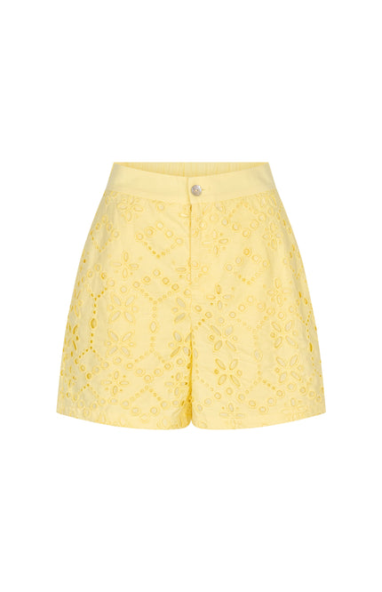 EsQualo Short Broderie Anglaise Lemon HS26.28240 Stretchshop.nl