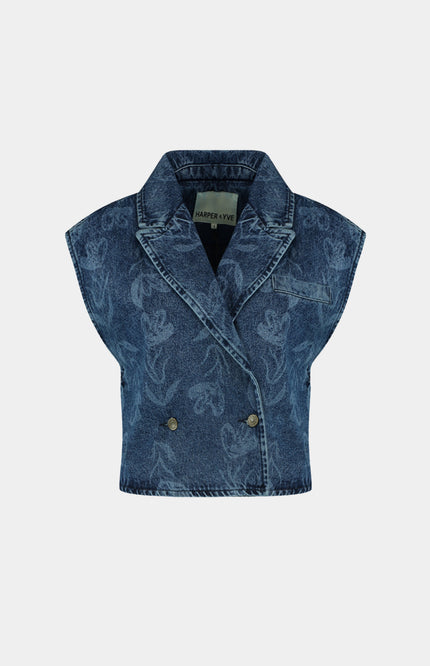 Harper & Yve Gilet Esmee Mid Blue SS6D203 Stretchshop.nl