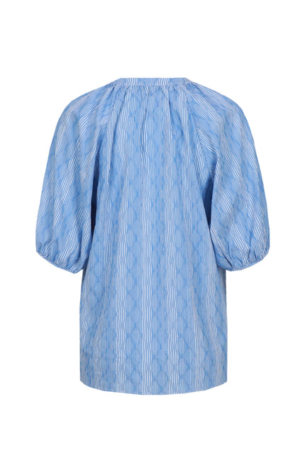 G-maxx Blouse Edith Ice Blue Offwhite Stretchshop.nl