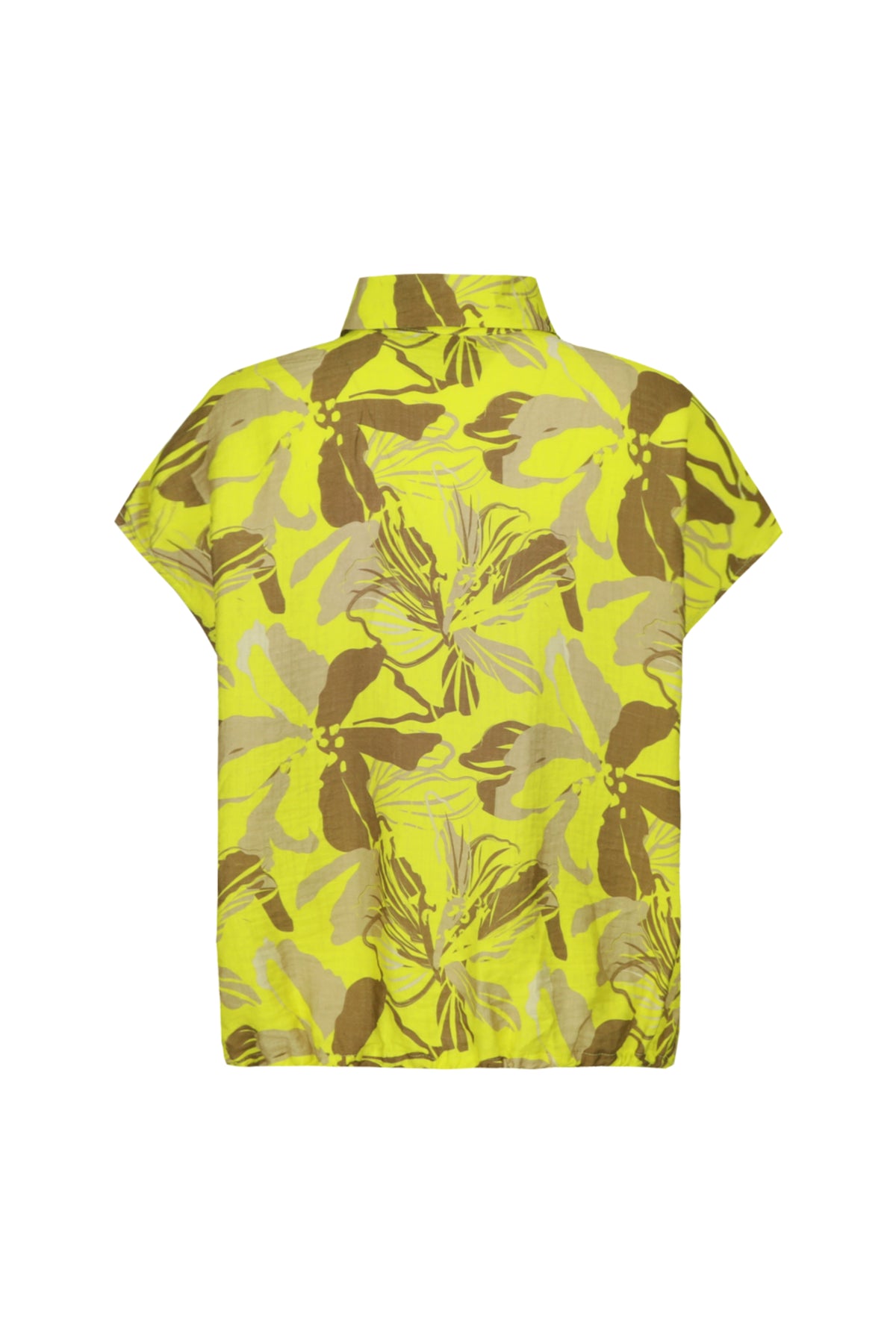 Lichte groene blouse Nanna Cyber Lime Walnut van G-maxx met lange mouwen en ronde hals, gedragen door een model.
