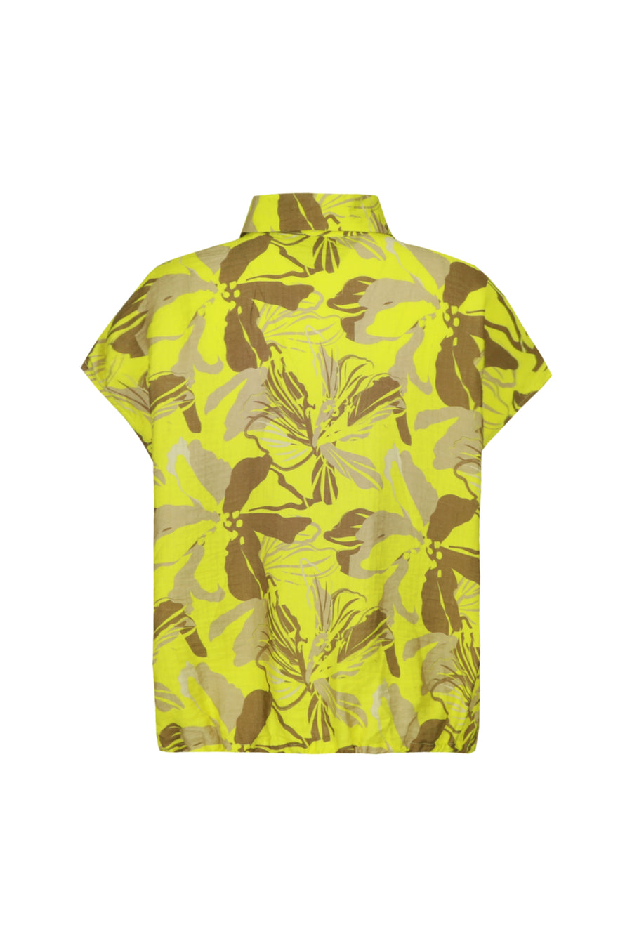Lichte groene blouse Nanna Cyber Lime Walnut van G-maxx met lange mouwen en ronde hals, gedragen door een model.